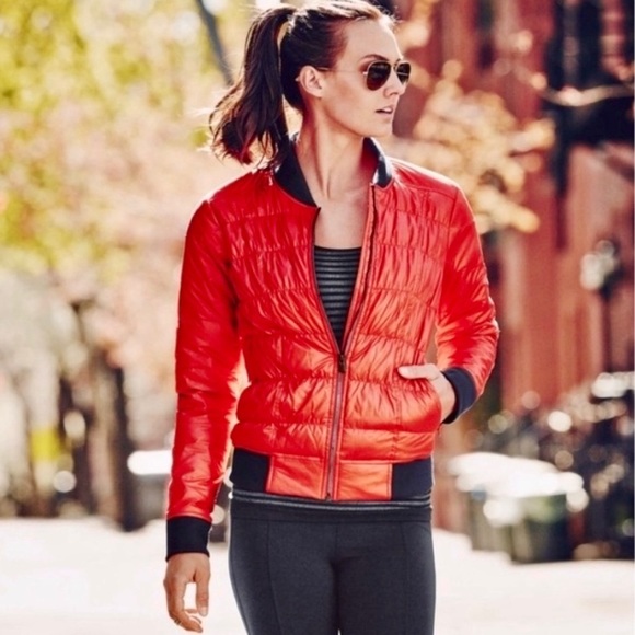 Athleta Jackets & Blazers - Women’s Athleta Goose Down Orange Water-Resistant Bomber Jafire Jacket Size M